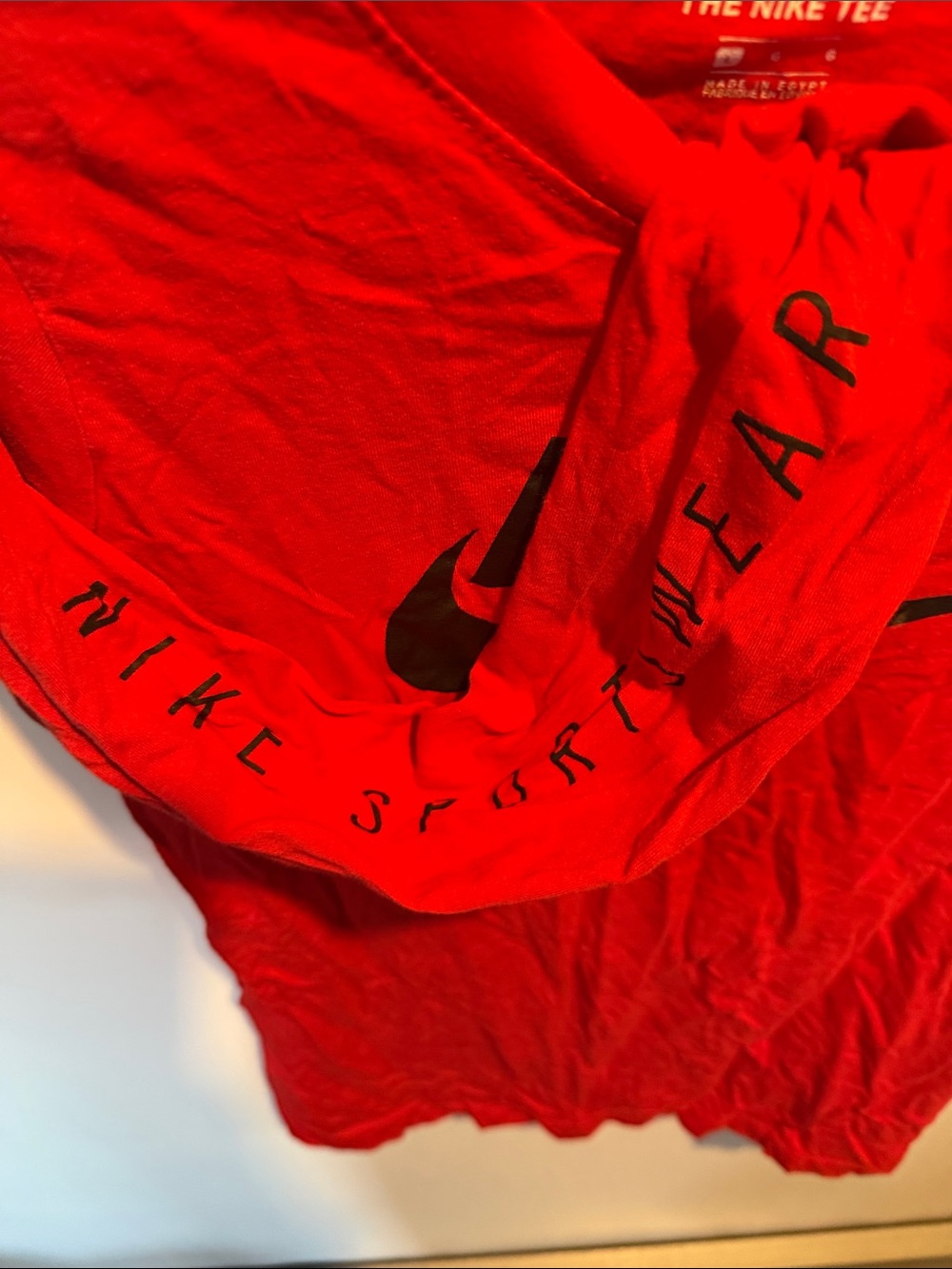 Nike Red Long-Sleeve Shirt with Black Swoosh Size: L - Picture 4 of 7